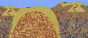 Two Pyramids that generated close to each other in one world.