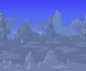 Tall pillars with floating islands.