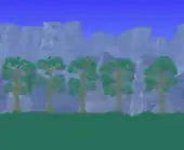 Tall cliffs with trees and grass.