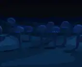 (Desktop, Console and Mobile versions) Smaller mushrooms on a hilly landscape. Has a different grass color.