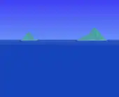 Classic distant green, mountainous islands.