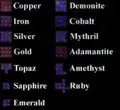Ores and gems.[a]
