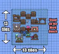 Một hệ thống chế tạo hiệu quả ở endgame với nhiếu rương hơn. Thêm vào đó là một cái bàn+ghế để làm Đồng hồ và Đồng hồ tính giờ.