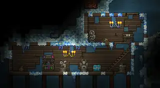 An ice-themed Underground Cabin in the Snow biome.