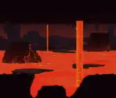 (Desktop, Console and Mobile versions) Large lava lake with islands and lava falls.