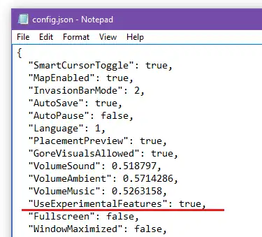 UseExperimentalFeatures in config.png
