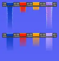 Vertical liquidfalls in different lighting modes: Color and White (above), Retro and Trippy (below).