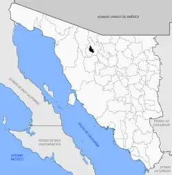 Location of the municipality in Sonora
