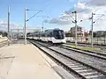 An İZBAN train leaving the Çiğli railway station.