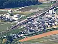 Ōmi-Nagaoka Station viewed from nearby Mt. Ibuki in June 2017