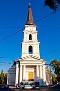 The belltower and the main entrance