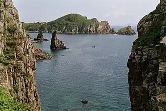 A bay at Sibiryakov Island, 50&nbsp;km (31&nbsp;mi) south from Vladivostok