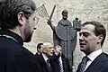 Presidents Napolitano and Medvedev visiting the church
