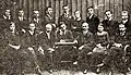 The staff of the Sich Riflemen around 1920. Seated (L–R): Mykhailo Matchak, Andriy Melnyk, Yevhen Konovalets, Roman Souchko, Ivan Dankiv. Standing (L–R): Ivan Androukh, Roman Dachkevitch, Vassyl Koutchabskyi, Yaroslav Tchyj.