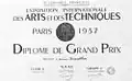 The Grand Prix Diploma of the project (December 11, 1937)