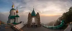 View of the St. Nicholas Church and the St. Andrew Chapel of the Holy Mountains Lavra