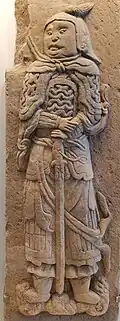 Mail armoured swordsman with lamellar skirt, Song dynasty