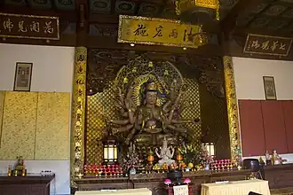 Shrine and statue of the Bodhisattva Zhunti in the Mahavira Hall