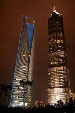 Shanghai World Financial Center (left) and the Jin Mao Tower.