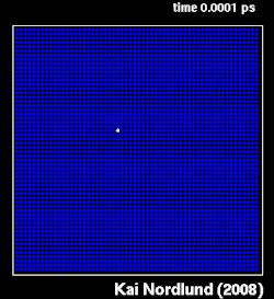 Molecular dynamics simulation of collision cascade in gold.