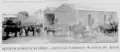 Eltham Railway Station 14 December 1904, showing the goods shed and carriers from Ōpunake waiting to load.