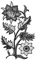 Pattern of a slip with flowers taken from a 17th-century embroidered curtain[2]