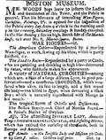 Advertisement for Phillip Woods' Market Museum, 1804