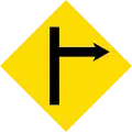 Right angle with local road ahead