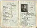 Latvian interwar period passport inside, prolonged in 1947 by the Latvian diplomatic service in exile