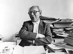 Jacques Ledoux at his Brussels desk, 1988