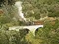 Pelion Railway train passing a bridge in 2008