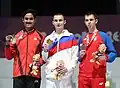Boys' 10 metre air rifle victory ceremony