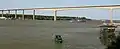 Beška Bridge from the Danube, before northbound construction, August 2008