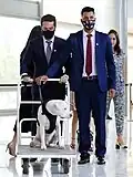 Sansão arriving at the ceremony in which Jair Bolsonaro signed Sansão Law