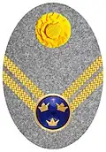 Hat badge (Mössmärke m/1914) for a lieutenant in the army on fur hat (pälsmössa m/1909-14)
