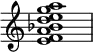 {
\override Score.TimeSignature #'stencil = ##f
\relative c' {
\clef treble \time 4/4
<e f a bes d e g a>1
} }