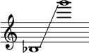 {
\new Staff \with { \remove "Time_signature_engraver" }
\clef treble \key c \major \cadenzaOn
bes1 \glissando g'''1
}