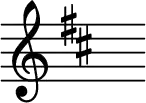 { \magnifyStaff #2 \omit Score.TimeSignature \key d \major s^"" }