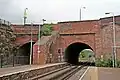 The A5090 road bridge, at the end of the platform