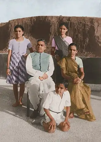 Young Anil with parents and sisters