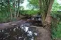 Bridge of the 'In der Stiege' road from Alhausen to Bad Driburg. Water flows here even though the Aa had dried up beneath Reelsens and the Rautebach also lay dry at the time.