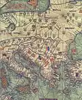 Abraham and Jehuda Cresques Catalan Atlas. Eastern Europe view from the south (detail)