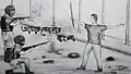 A painting of Abu Sayed being shot