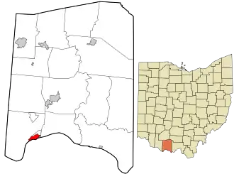 Location in Manchester Township, Adams County and the state of Ohio.