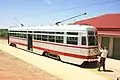 The MTT's last-built tram, the sole Type H1 ("streamliner") no.&nbsp;381, built 1952