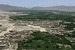An aerial view of Mohammad Agha District, Logar Province