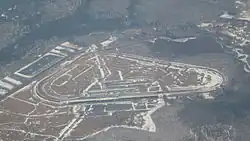 Aerial view of Pocono Raceway in Long Pond