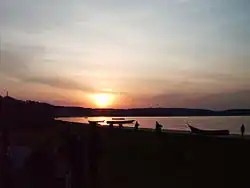 Kalangala beach overlooking the lake at sunset