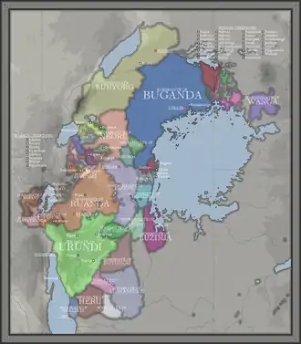 Buganda, Kooki, and other African Great Lakes Kingdoms, c.1880