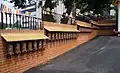 Prayer wheels in the courtyard
